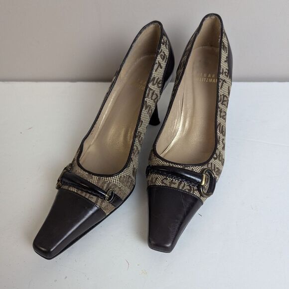 Vintage Stuart Weitzman Monogram Heels – Size 5 – 3" Heel – Rare Designer Pumps - Picture 2 of 11